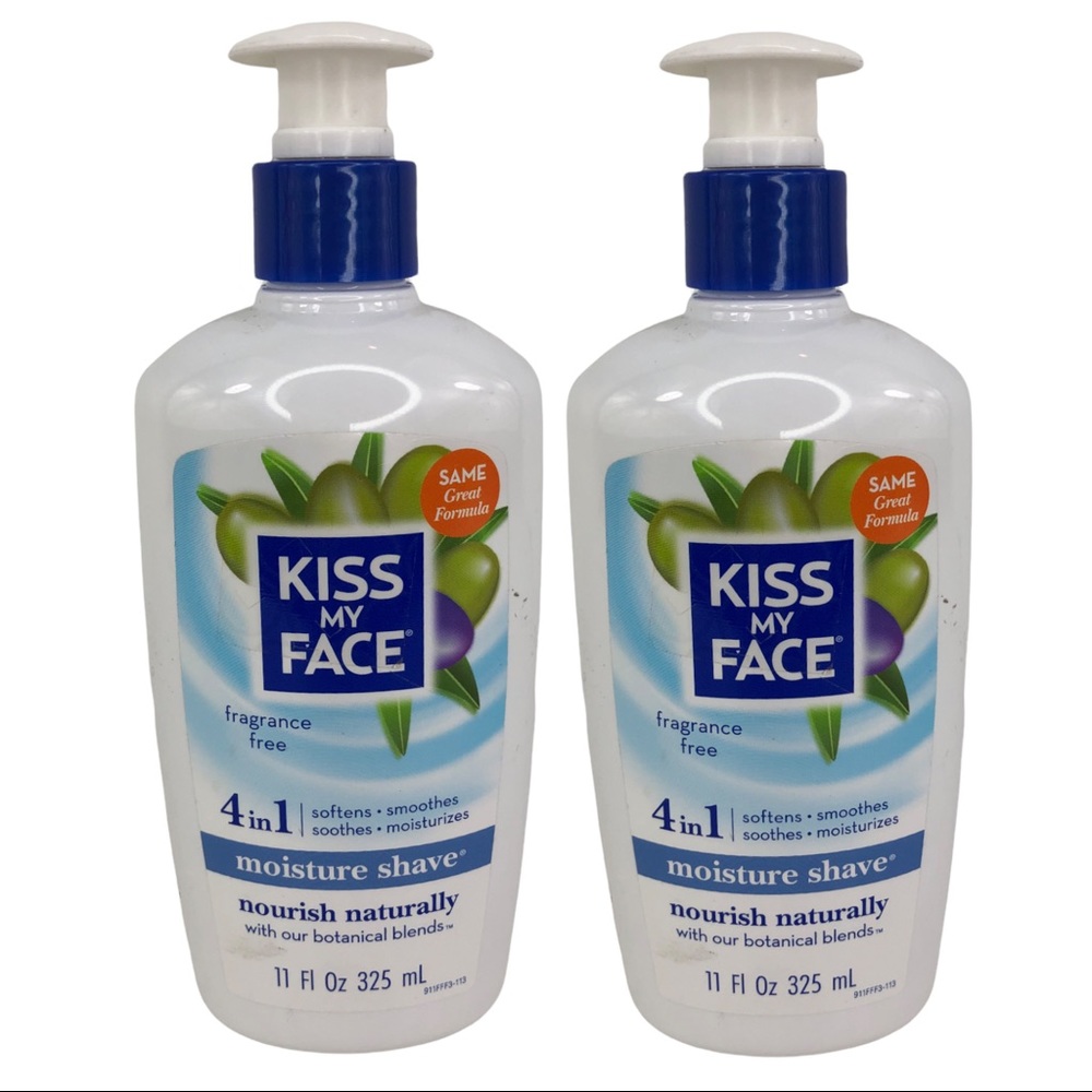 🆕 Kiss My Face FRAGRANCE FREE 4-in-1 Moisture Shave Cream Formula 11oz (x 2)